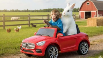 Baby Monkey Farmer Obedient Take Care Of Her Friends