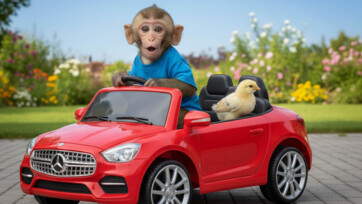 Baby Monkey Drive Arrive Rescue Trapped Chickens